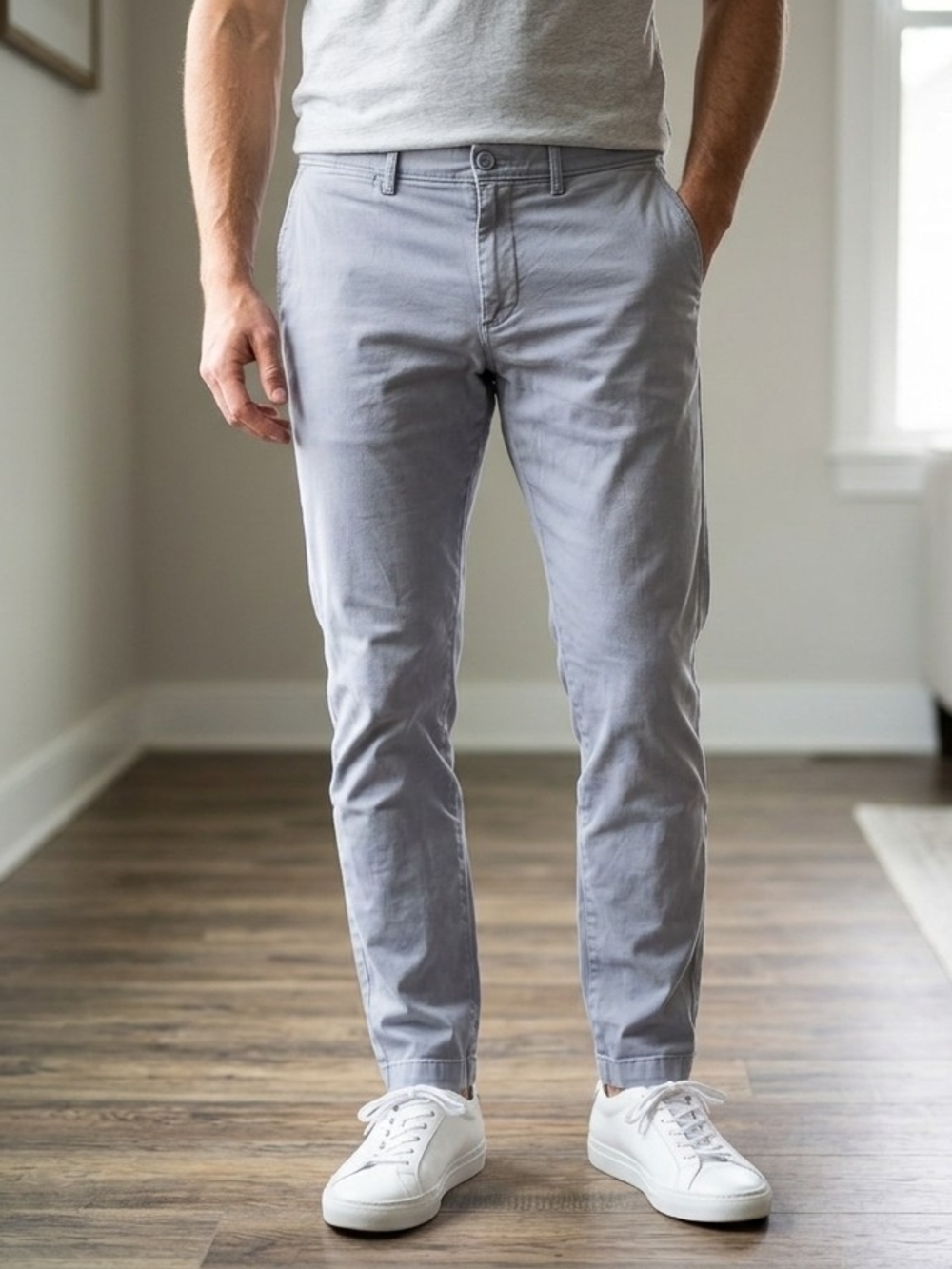 🔥 J.Crew Chino Pants Mens 32x32 Blue Stretch Slim Fit Flat Front Cotton Twill